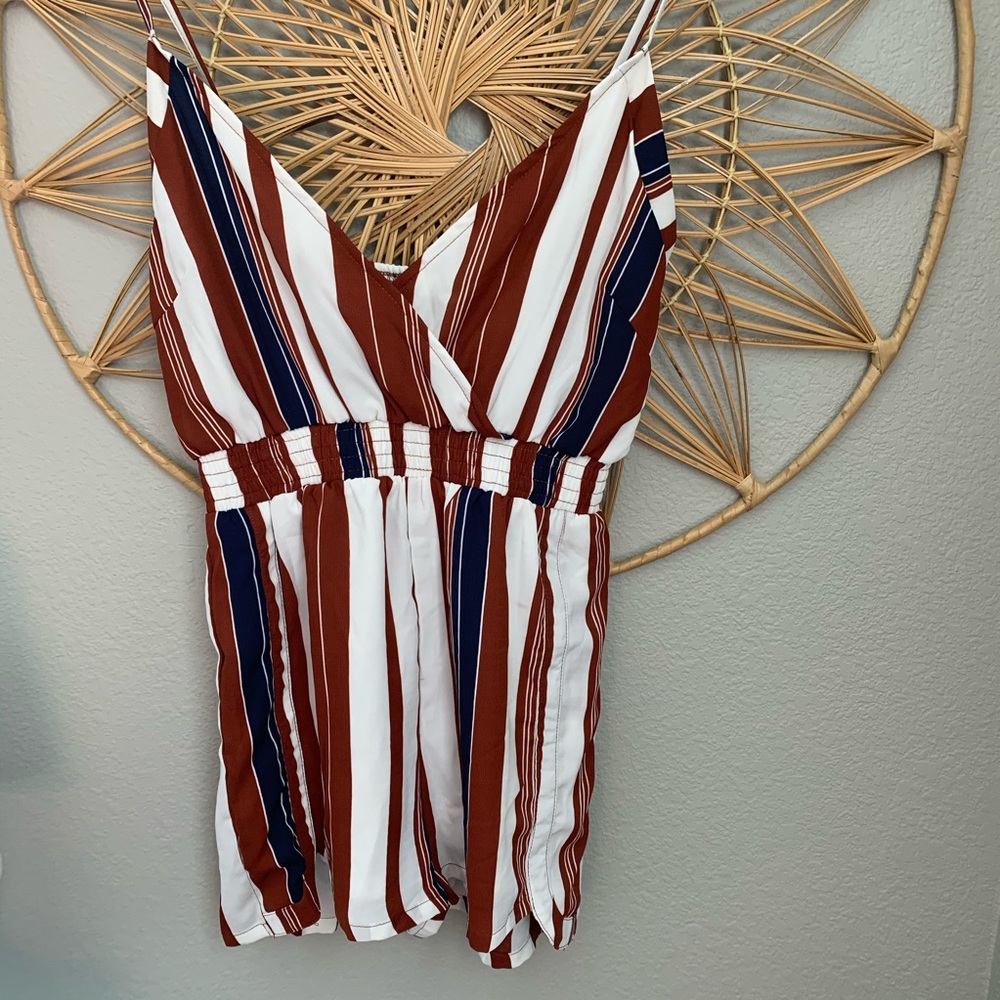NWT Zaful Stripe Spaghetti Strap Romper Size 6